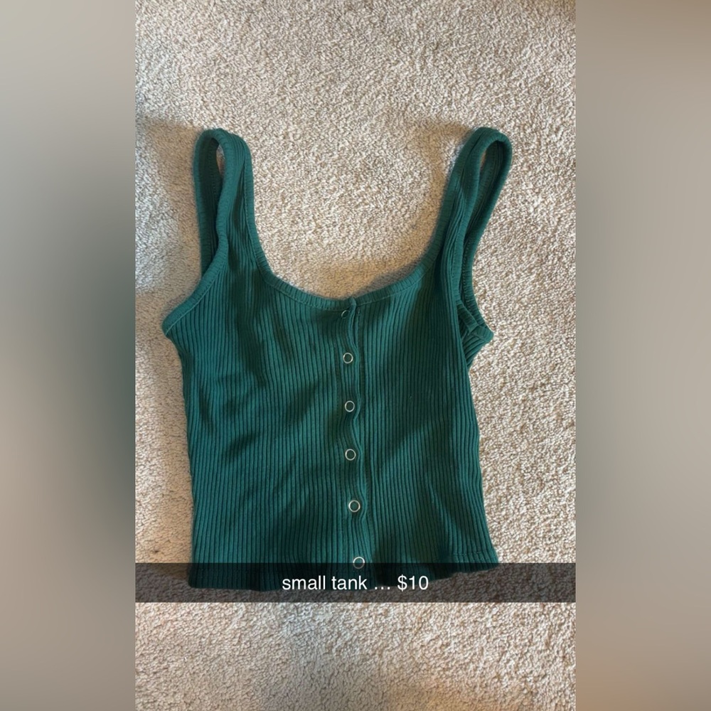 Green Ribbed Tank Top